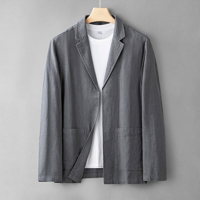 LOVZFMLL Vestes pour Hommes Homme Mode Décontracté Confortable Uni Manches Longues Col Rabattu Manteau Décontracté Blazer