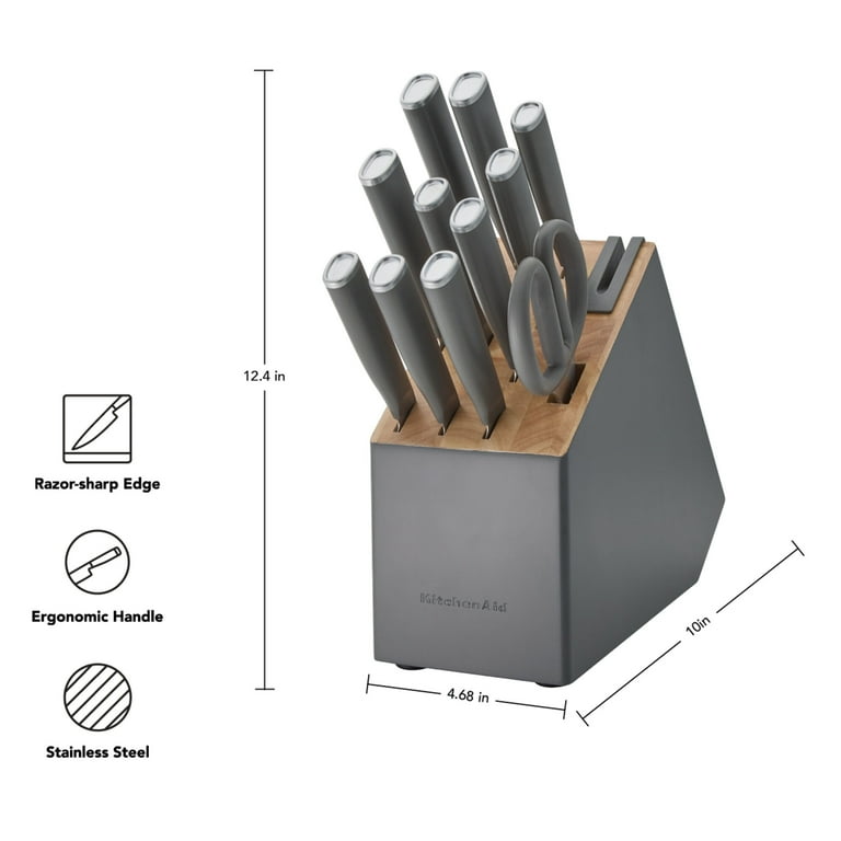 KitchenAid Classic 12-Piece Japanese Steel Knife Block Set with