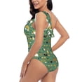 thumbnail image 4 of Uemuo St. Patrick's day Print Women's One Piece Swimsuit Asymmetrical Neck Bathing Suit One Shoulder Side Cutout Ruffle Swimwear-Large, 4 of 6