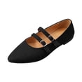 thumbnail image 2 of Widestep Shoes for Women, Woman Mary Jane, Womens Slip On Walking Shoes, Suede Flat Shoes for Women Dressy Pointed Toe Comfortable Work Business Casual Flat Shoes With Strap, Black 5.5, 2 of 8
