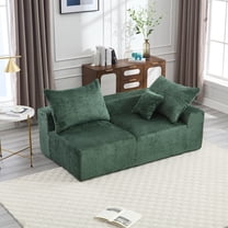 MOONMISS Boucle Upholstered Deep Seat Modern 2-Seater Lazy Leisure Sofa with 3 Pillows-Emerald
