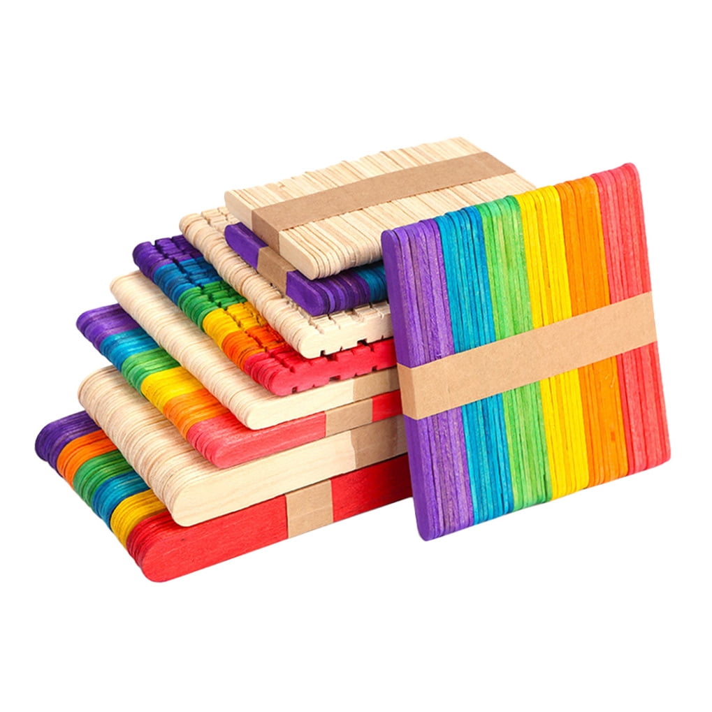 Raindrops Imagination Wooden Craft Sticks 400 Pieces Assorted Colors for Kids Arts & Crafts Projects and Creations