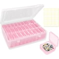 thumbnail image 1 of Small Bead Organizer Box, 30Pcs Mini Clear Bead Storage Containers, Small Plastic Boxes with Hinged Lids and Label Stickers, Plastic Case for Storage Parts Craft Jewelry Diamond (Pink), 1 of 7