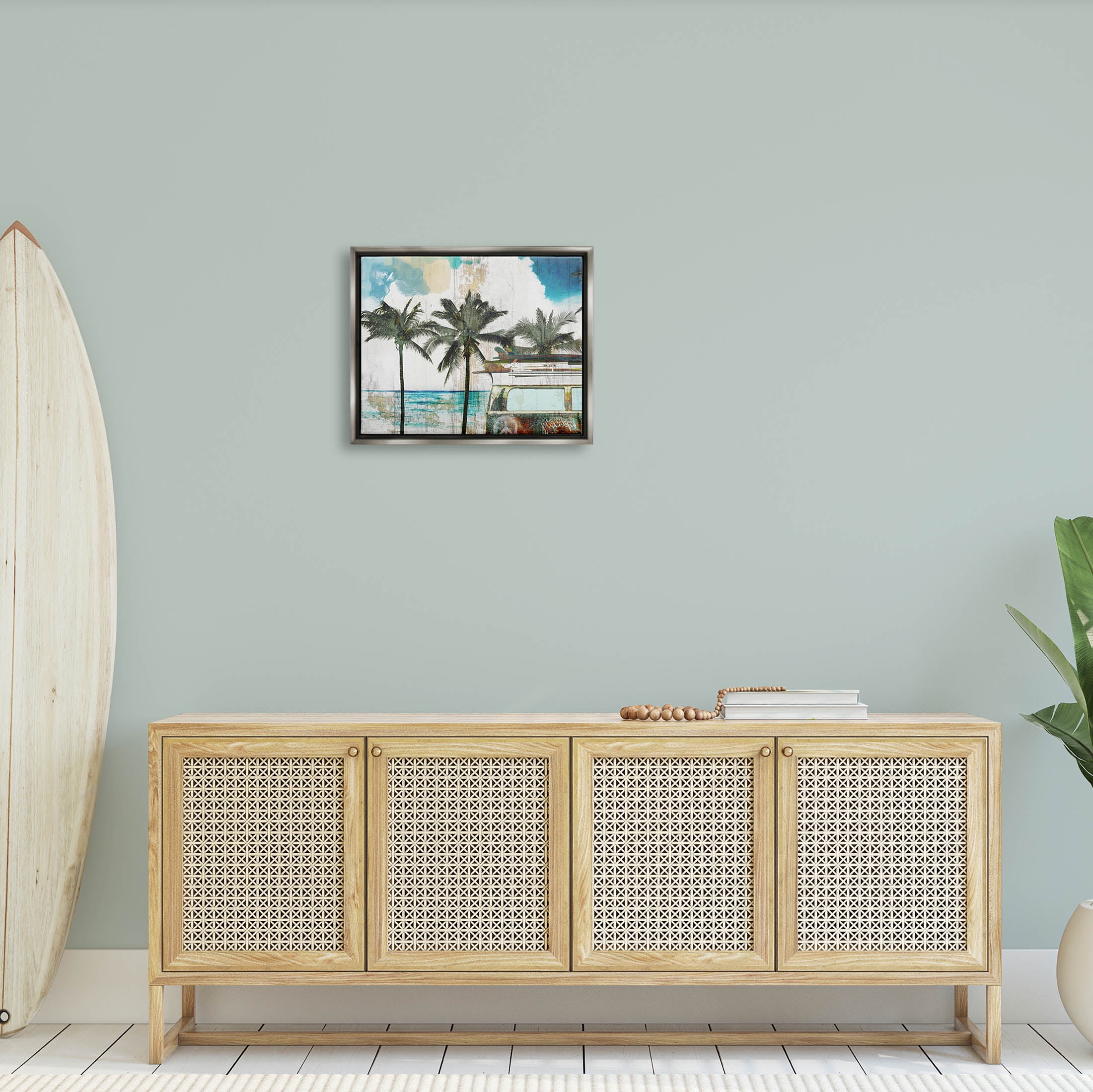 Stupell Industries Rustic Vacation Palm Trees Graphic Art Luster Gray Floating Framed Canvas Print Wall Art, Design by Sophie 6