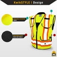thumbnail image 5 of KwikSafety (Charlotte, NC) GODFATHER Safety Vest (Cushioned Collar) Class 2 ANSI OSHA High Visibility 9 Pockets Reflective Tape Heavy Duty Zipper Mesh HiVis Construction Surveyor Men | Yellow Large, 5 of 6