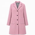 thumbnail image 2 of Vixolx Womens Mid Length Coat Notched Lapel Single Breasted Overcoat with Patch Pockets Fall Winter Business Casual Outerwear, 2 of 7