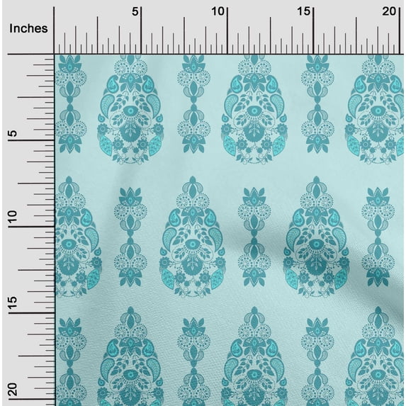 oneOone Organic Cotton Voile Fabric Leaves & Floral Ethnic Print Fabric By The Yard 42 Inches Wide
