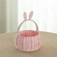 thumbnail image 3 of Wickerwise Hand-Woven Easter Bunny Ear Basket with Handle – Multi-Purpose Paper Rope Wicker Basket for Easter Egg Hunts, Picnics, Flower Arrangements, Food Storage, Party, and Home Decor, Pink, 3 of 7