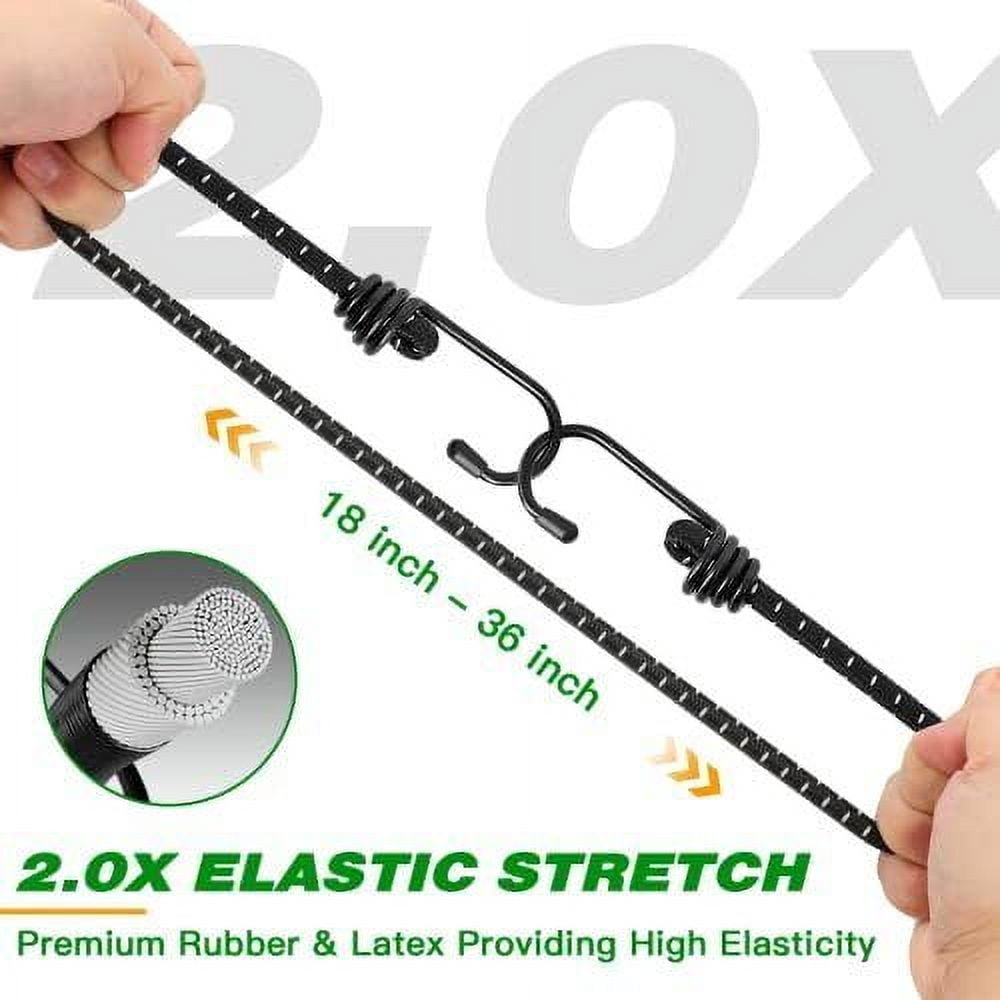 Bungee Cords with Hooks 18 Inch - Black Bungee Cords Heavy Duty Outdoor - Ass...