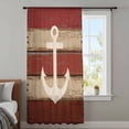 thumbnail image 3 of Nautical Anchor Semi Sheer Curtains Drapes for Living Room,Bedroom,French Doors Window 108 Inches Long,Red Beige Rretro Wooden Board Textures Rod Pocket Chiffon Curtain Drapery Voile Draperies Panel, 3 of 8