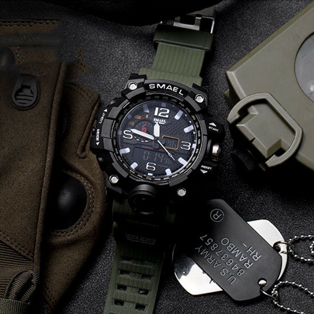 Smael Smael Men Sports Watches Dual Display Analog Digital Led Electronic Quartz Wristwatches Waterproof Swimming Military Watch Walmart Com Walmart Com