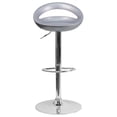 thumbnail image 3 of Contemporary Silver Plastic Adjustable Height Barstool with Rounded Cutout Back and Chrome Base, 3 of 9