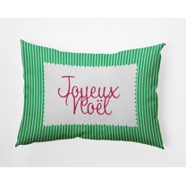 20" x 14" Simply Daisy Joyeux Noel Ticking Polyester Accent Pillow, Bright Green Qty 1