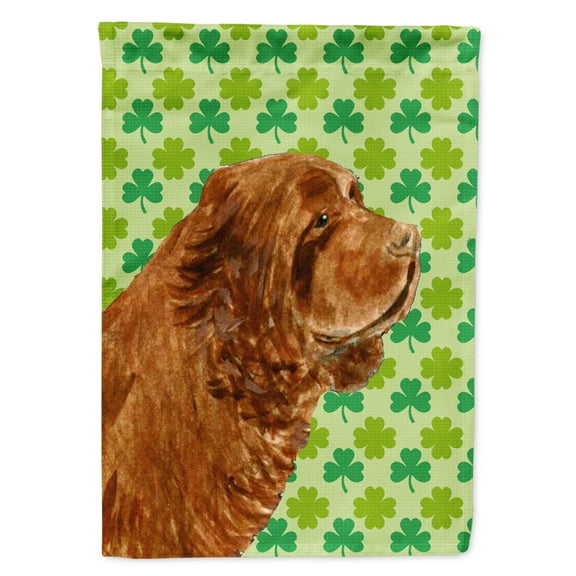 Carolines Treasures SS4441-FLAG-PARENT Sussex Spaniel St. Patricks Day Shamrock Portrait Flag  multicolor