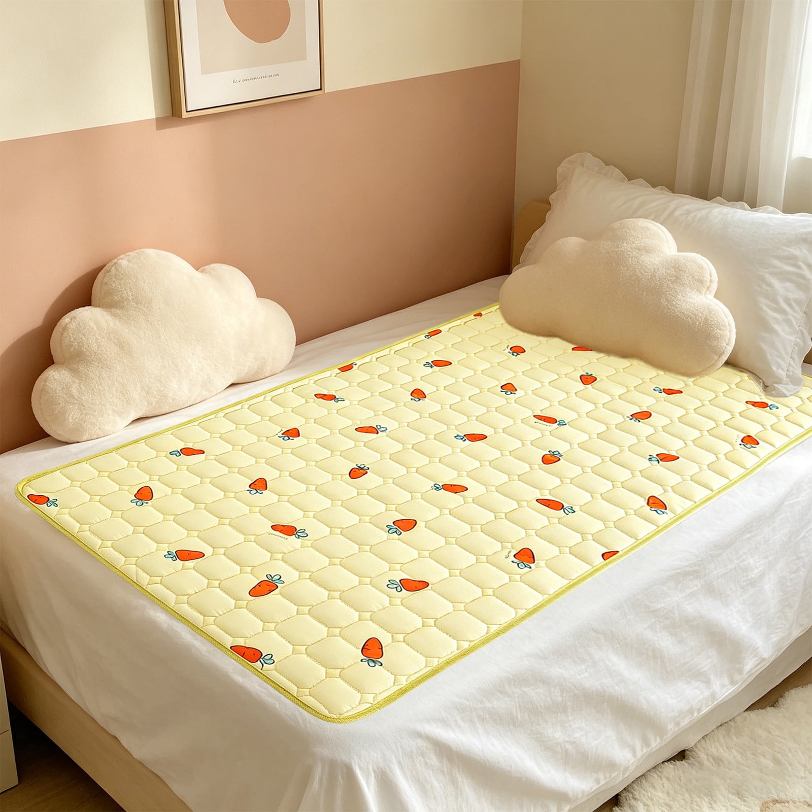 Reversible Mattress Protector Non Slip Waterproof Fitted Bed Cover Washable Mattress Pad Breathable Quilted Bed Protection Sheet Dust Resistant Durable Bedding Protector for Home Dorm Apartment Use