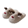 thumbnail image 2 of Zapatillas de algodón para mujer, alce navideño, pantuflas peludas de otoño e invierno, para interior del hogar, antideslizantes, cálidas zapatillas de algodón para niños, 2 of 5