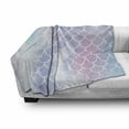 thumbnail image 2 of Abstract Art Soft Flannel Fleece Blanket, Doodle Style Half Circle Motifs Holographic Scale Gradient Concept, Cozy Plush for Indoor and Outdoor Use, 50" x 60", Pale Blue and Lavender, by Ambesonne, 2 of 5