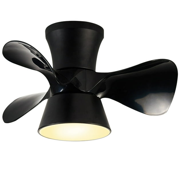 Black Led Ceiling Fan With Light Remote Control 3 Color Temperatures 6 Wind Levels For Bedroom Living Room 22.8X11 Inch