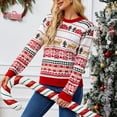 thumbnail image 5 of Women's Christmas Sweater Cute Reindeer and Snowflakes Pattern Long Sleeve Knit Pullover Festive Holiday Wear, 5 of 5
