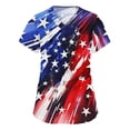 thumbnail image 2 of KDDYLITQ 250 Anniversary Usa Shirts for Women Summer Printed Short Sleeve Blouses Patriotic American Flag American Birthday T-Shirts National Flag Print Fashion V Neck Tees Red S, 2 of 6