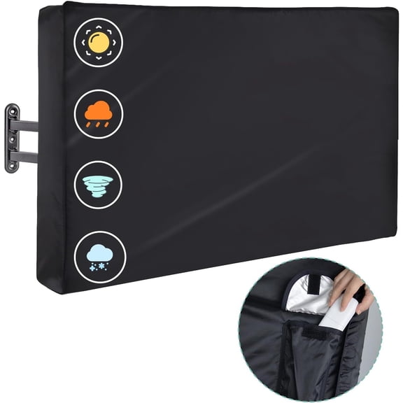 Katinyos Outdoor TV Cover, Weatherproof Television Protect with Remote Control Pocket, LED Flat Screen Protector for Outside LED, OLED Flat Screen TV, 30"-32"