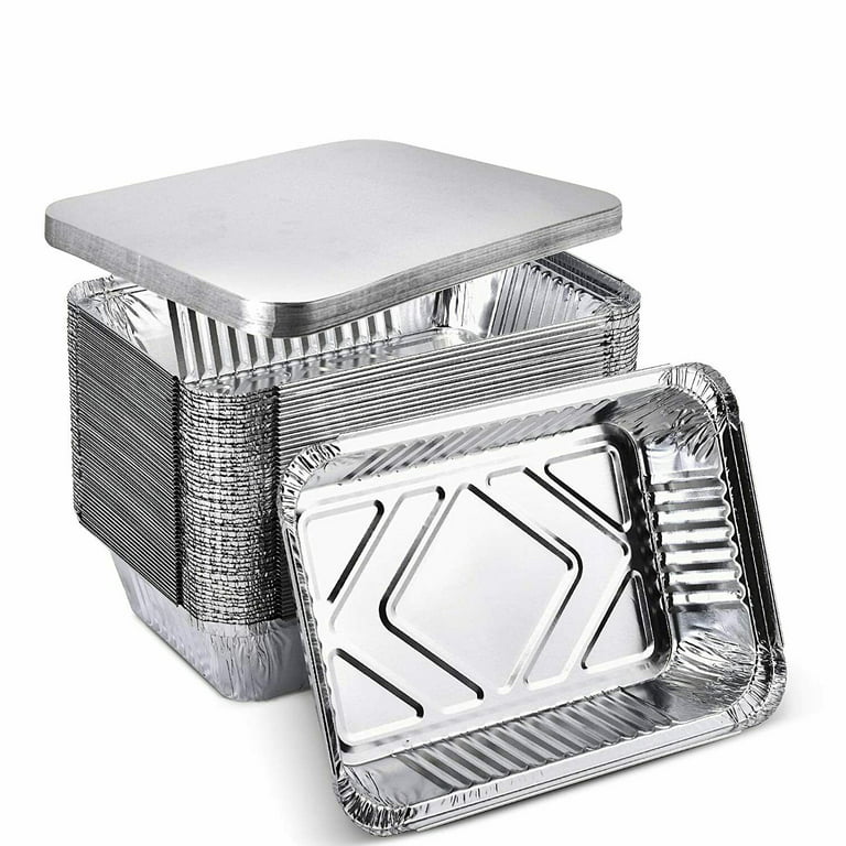 2.25 Lb Oblong Rectangular Aluminum Pans with Board Lids Takeout Containers  (500) 