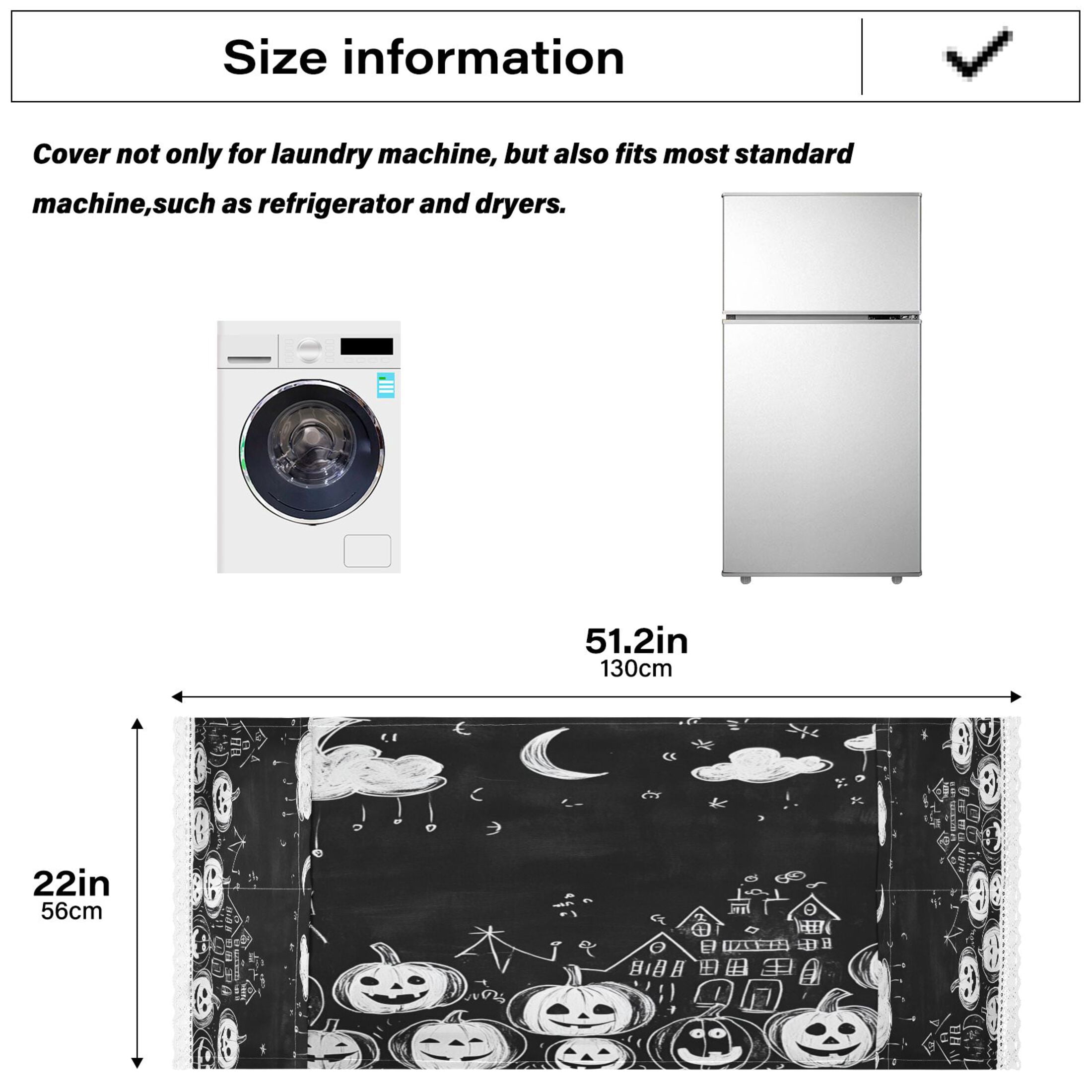 Pumpkins CityWasher and Dryer Covers Dust-Proof and Oil Resistant Fridge Cover with 4 Storage Pockets Washing Machine Top Cover for Laundry Kitchen Home 51.2 x 22 In