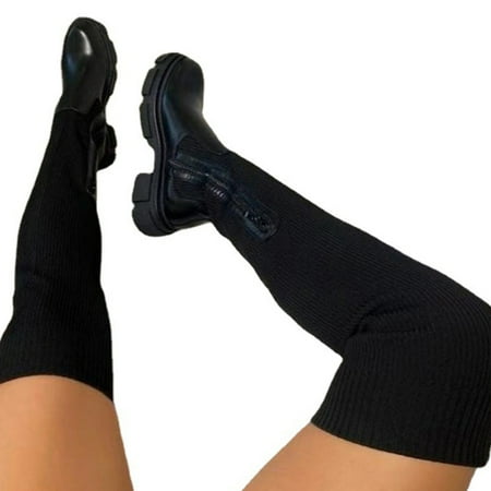 

Women Platform Thigh High Boots Comfortable without Grinding Feet Suitable for Going Beach Side Wear Black 43