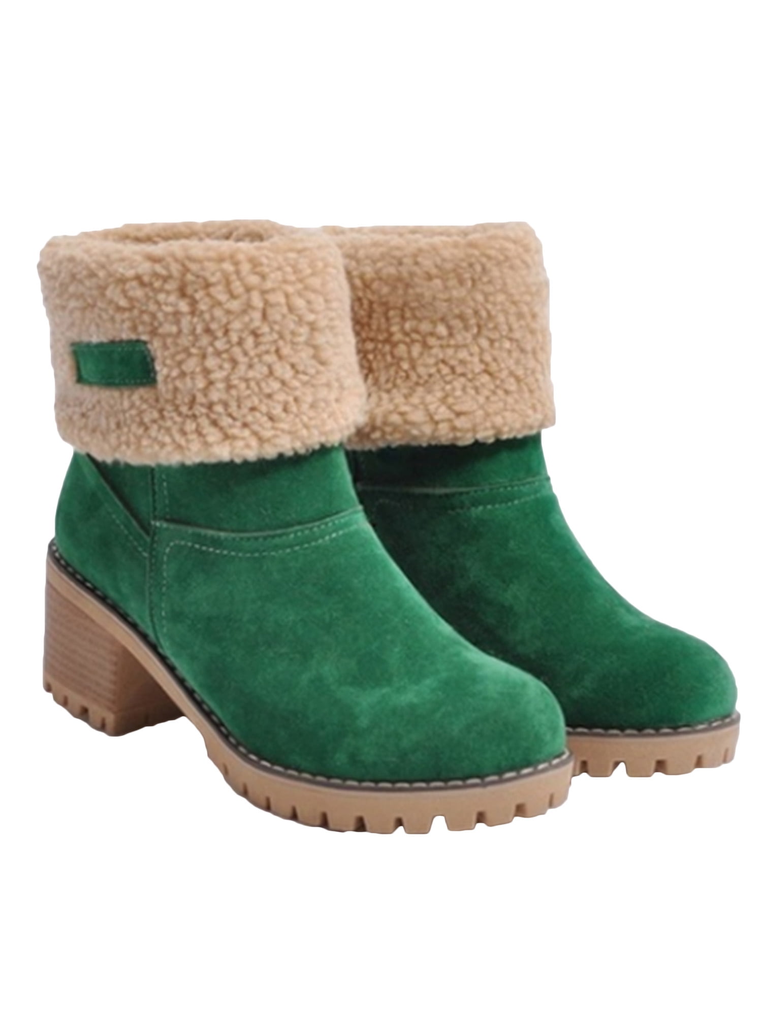 warm square heel snow boots