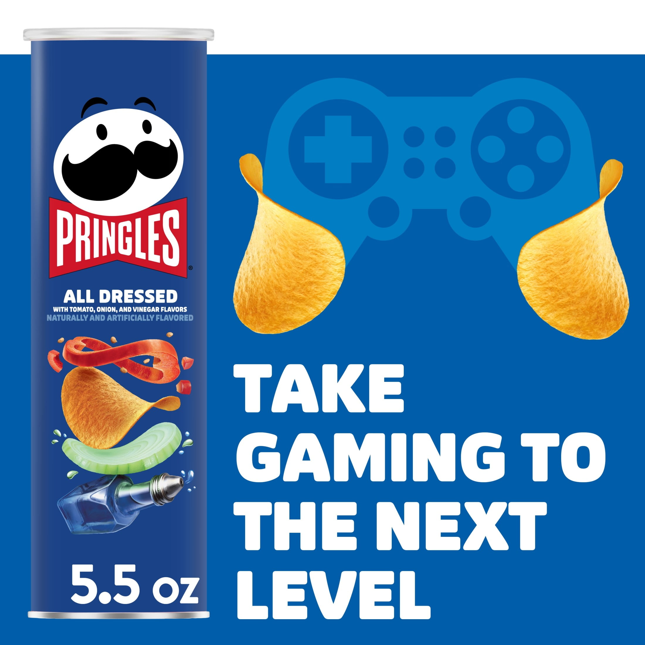 (2 pack) Pringles All Dressed Potato Crisps Chips, Lunch Snacks, 5.5 oz Canister
