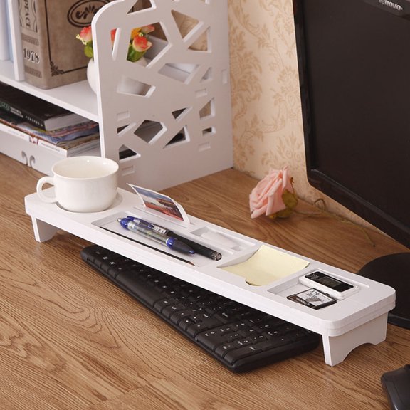 Homoyoyo White Removable Keyboard Rack Desktop Organizer Tray for Home Office Computer Storage and Workspace