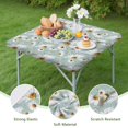 thumbnail image 4 of Light Blue Daisy Flower Pattern Square Fitted Tablecloth with Elastic Edge,Square Table Cover,Washable Elastic Table Cover for Home Kitchen Party Decor 34"x34", 4 of 6