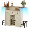 thumbnail image 4 of Uforic 6 Tier Home Bar Unit with LED Light, 55" Wine Cabinet with 2 Drawers, Farmhouse Mini Liquor Bar with Wine Rack and Footrest Bar Table for Home Pub, Party, Walnut, 4 of 9