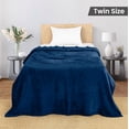 thumbnail image 2 of Navy Fleece Blanket Twin Size Lightweight Fuzzy Soft Anti-Static Microfiber Bed Blanket (90x66 Inch), 2 of 8