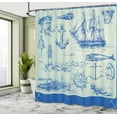 thumbnail image 4 of Ambesonne Fishing Shower Curtain, Whale Wheel Sketch, 69"Wx84"L, Eggshell Blue, 4 of 4