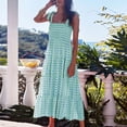 thumbnail image 2 of Lovskoo 2024 Women's Summer Boho Dress Floral Print Spaghetti Strap Tie Shoulder Square Neck Shirred Maxi Dress Beach Sun Dress Green S, 2 of 7