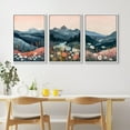 thumbnail image 4 of IDEA4WALL Framed Canvas Print Wall Art Set of 3 Mountain Landscape Modern Art Wall Decor Nature Colorful Wildflowers Illustrations Minimal Artwork Boho Clam/Relax For Home Decor - White 24"x36"x3, 4 of 5