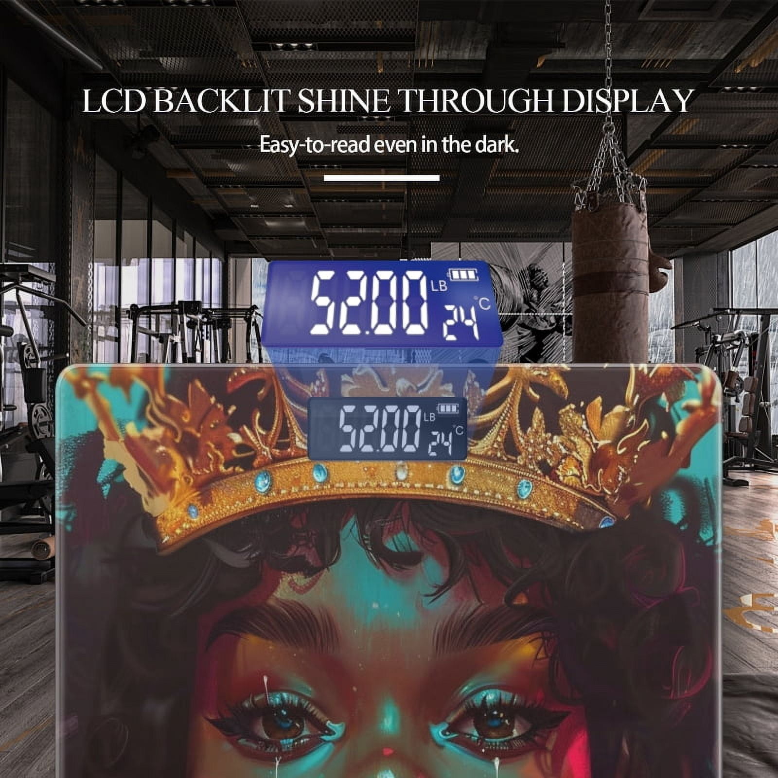 Bathroom Scale, Highly Accurate Digital Body Scale,Precisely Measures Weight up to 400 lbs-Beautiful Black Woman With Golden Crown