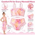 thumbnail image 5 of Girls 3-Piece Mermaid Ruffled Bikini Swimsuit Set Fish Tail Skirt Bottom Bathing Suit Bikini Swimwear for Kids Girls 3-8 Years Beach Pool Party, 5 of 10