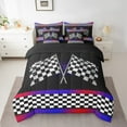 thumbnail image 2 of Erosebridal Race Gamer Bedding Sets Queen Size, Racing Car Comforter Sets with Sheets, Geometry Stripes Decor, Reversible 7 Pieces, 2 of 5