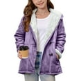 thumbnail image 4 of PINQI Teen Girls Fleece-Lined Parka Coats Open Front Tie Hooded Outwear Kids Fall Winter Thick Warm Long Jackets with Pockets, 4 of 7