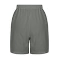 thumbnail image 5 of RYRJJ Women's Cotton Linen Shorts Drawstring Elastic Waist Shorts Casual Summer Comfy Lightweight Baggy Beach Shorts with Pockets(Dark Gray,XL), 5 of 7