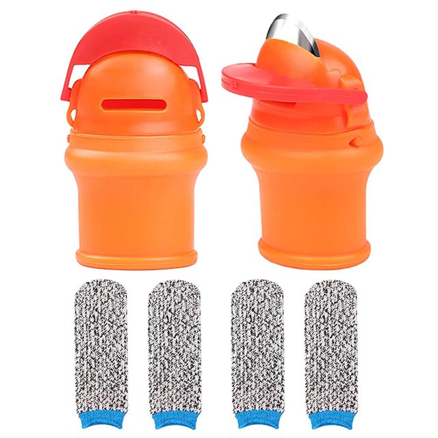 Cortador de pulgar de silicona de 2 piezas con 4 protectores de dedos resistentes a cortes de nailon Cortador de pulgar de jardinería para cosecha de frutas y verduras