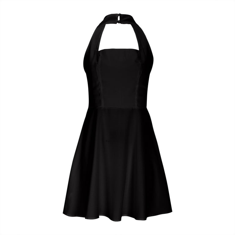 Blczomt Dresses for Women Under $10 Mini Halter A Line Short Dress Casual  Open Back Party Black Womens Fashion - Walmart.com