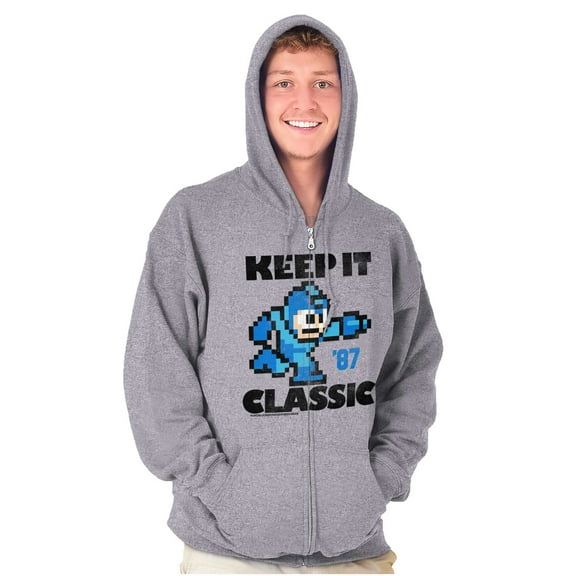 Mega Man Keep it Classic 80s Gaming Zip Up Hoodie Men's Women's Brisco Brands S