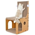 thumbnail image 1 of Cat Scratcher Cat House Bed, L-Shaped Vertical Cat Scratching Board with 2 Ball Toys Cat Scratcher for Wall and Couch Protection, 1 of 8