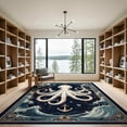 thumbnail image 2 of ODIKA 9'x12' Washable Area Rug Non-Slip, Chair-Friendly Navy Animals Octopus Motif Vintage Nautical Compass Tentacle for Dining Room, Basement, Large Office, 2 of 7