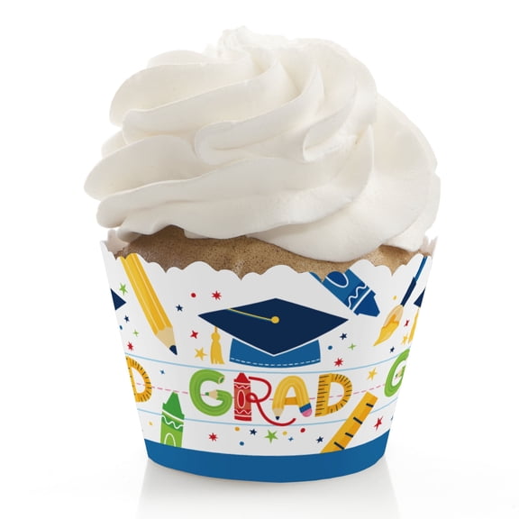 Big Dot of Happiness Kindergarten Grad - 4K Preschool Kids Graduation Party Decorations - Party Cupcake Wrappers - Set of 12