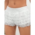 thumbnail image 4 of Arvbitana Women's Lace Shorts Elastic Low Waist Solid Color Leggings Shorts Ladies Casual Comfy Layered Ruffles Shorts for Club Streetwear, 4 of 6