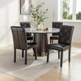 thumbnail image 3 of VECELO Dining Chairs Set of 4, Mid-Century Upholstered PU Leather Dining Chairs for Home Kitchen, Leather Coffee, 3 of 10